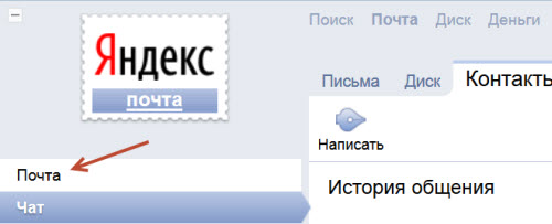 История сообщений в Яндексе